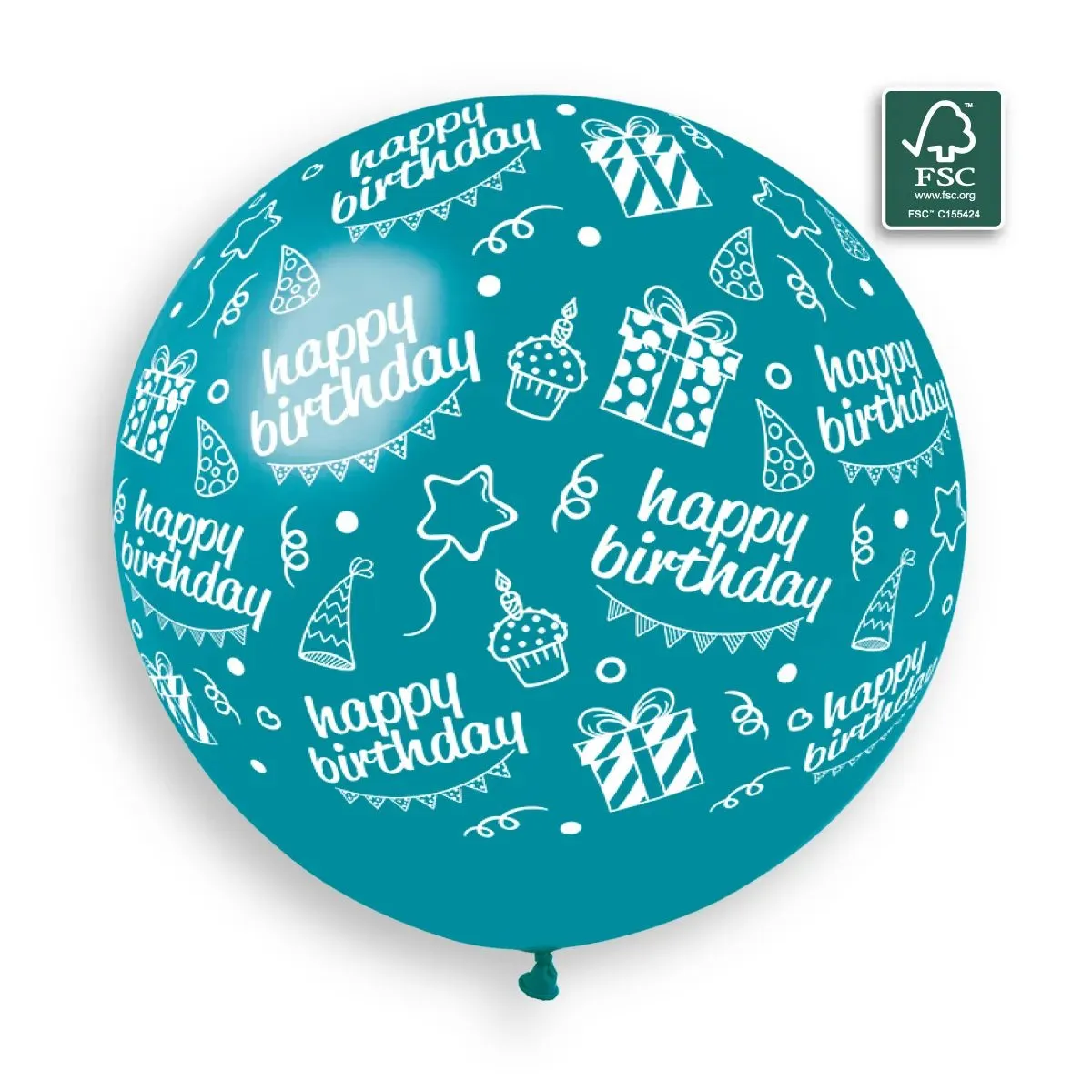 068   Turquoise  Happy Birthday  Print  31in 1 Solid Color