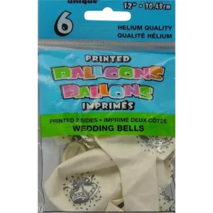 12in Wedding Bells Balloon White, 6ct