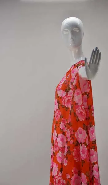 1960s Stella Fagin Rose Print Gown