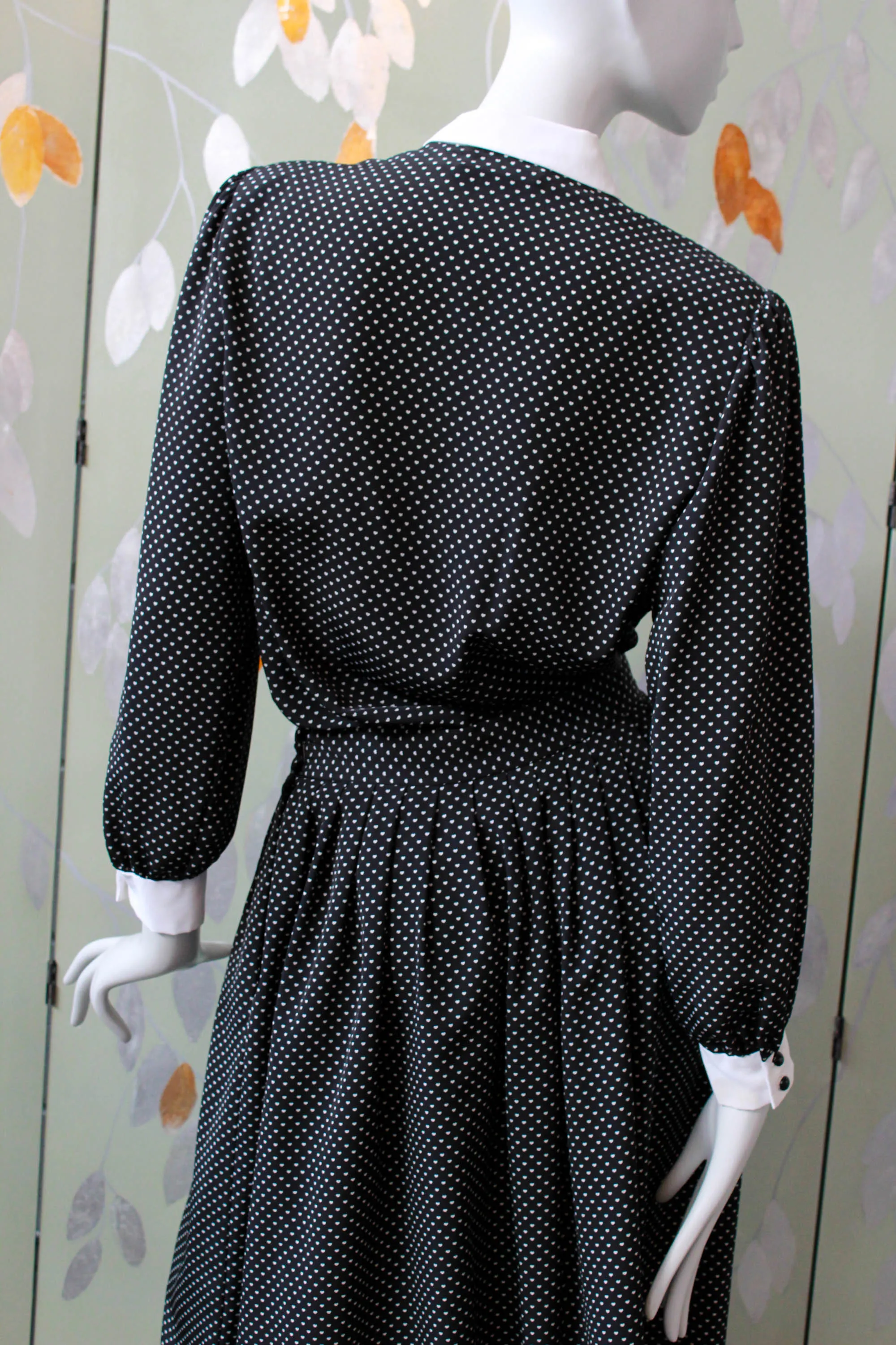 1980s Heart Print Blouse and Skirt Set, Waist 27"