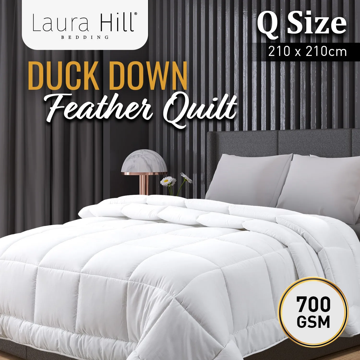 700GSM Duck Down Feather Pure Cotton Quilt - Queen Laura Hill