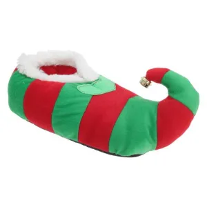 Adults Unisex Striped Elf Design Novelty Christmas Slippers