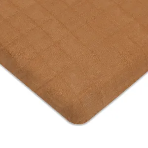 All-Stages Midi Crib Sheet in GOTS Certified Organic Muslin Cotton | Burnt Sienna