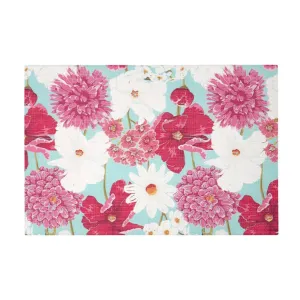 Aqua Floral Printed Vinyl Placemat Multi