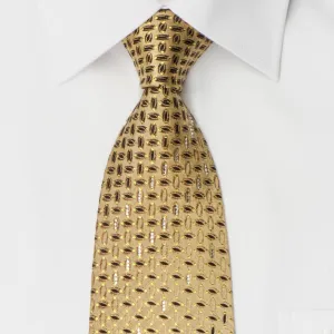 Austin Reed Men's Rhinestone Tie Ovals On Gold Silk With Yellow Sparkles