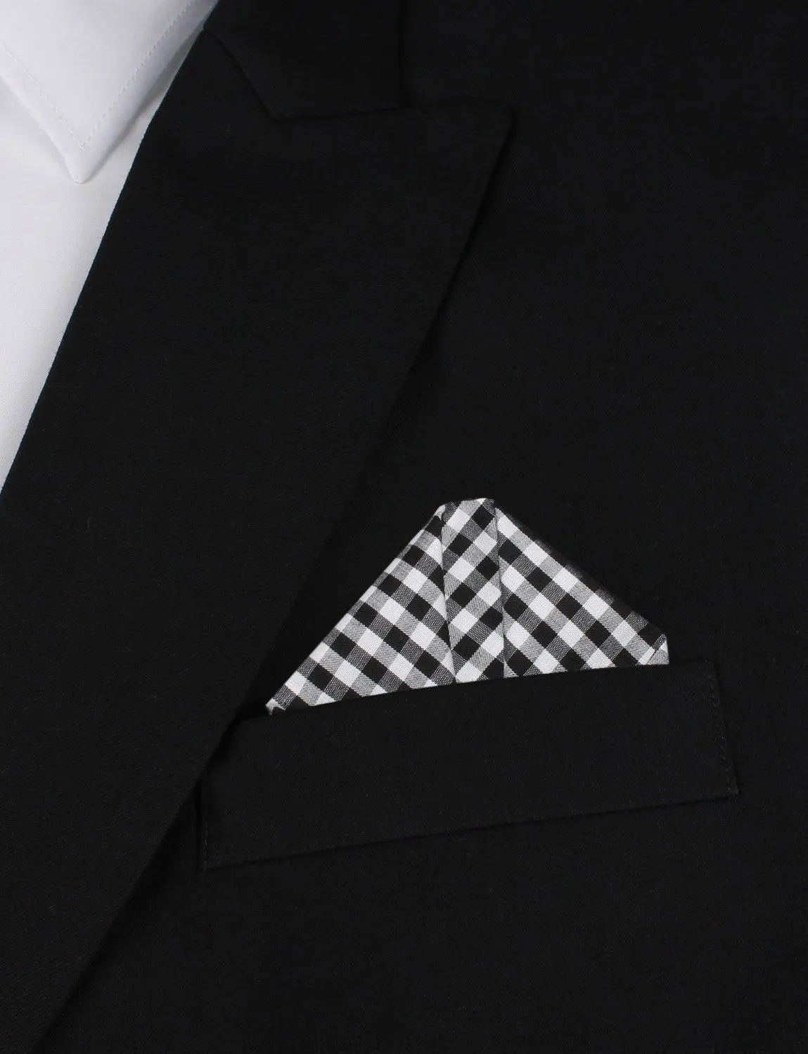 Black and White Gingham Cotton Pocket Square