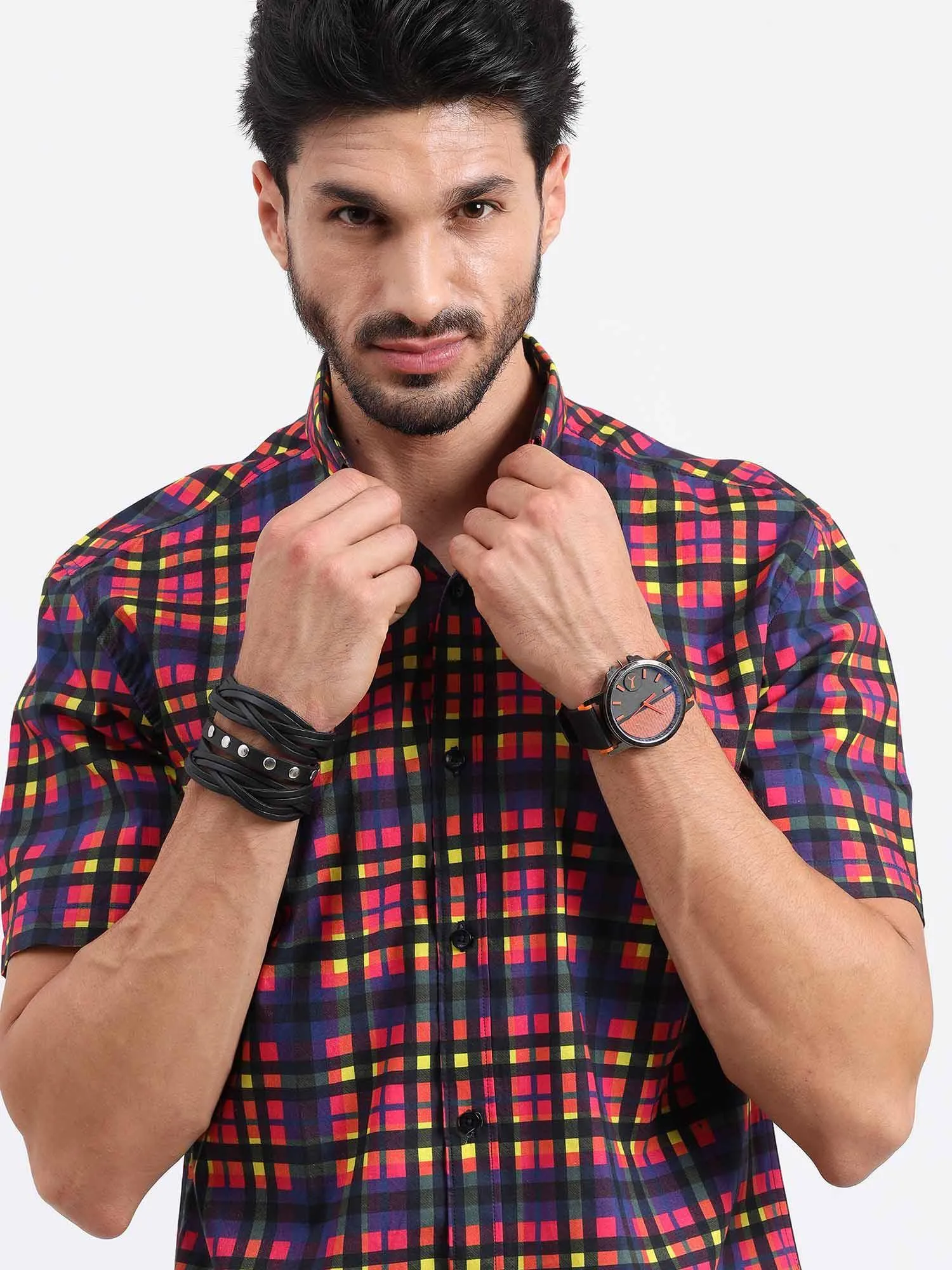 Bright Checks Half Sleeve Shirt