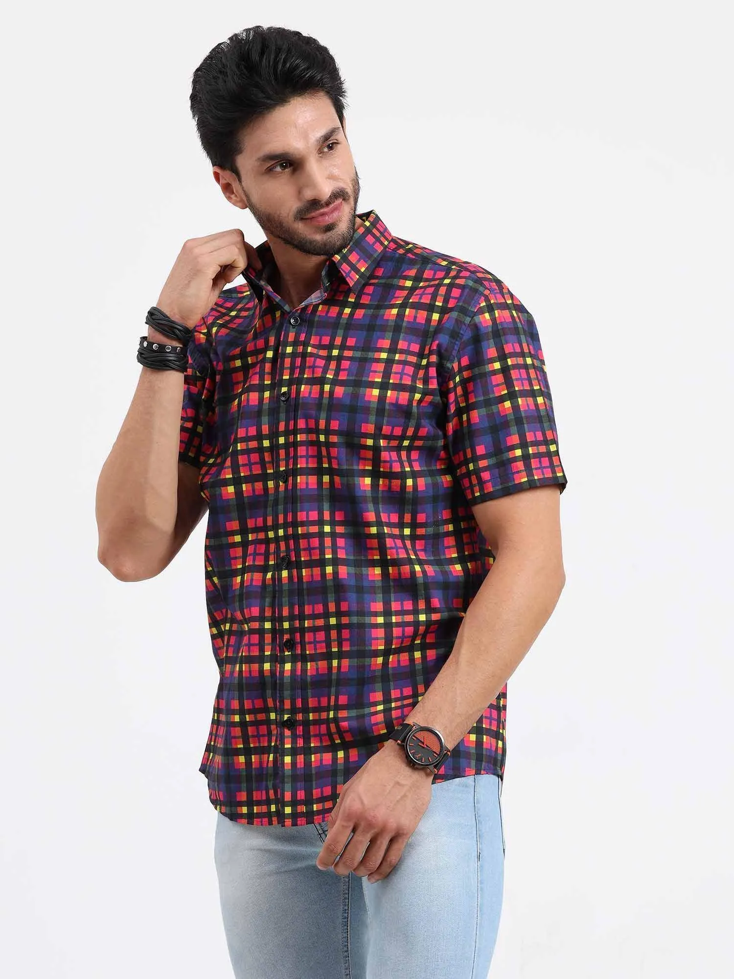 Bright Checks Half Sleeve Shirt