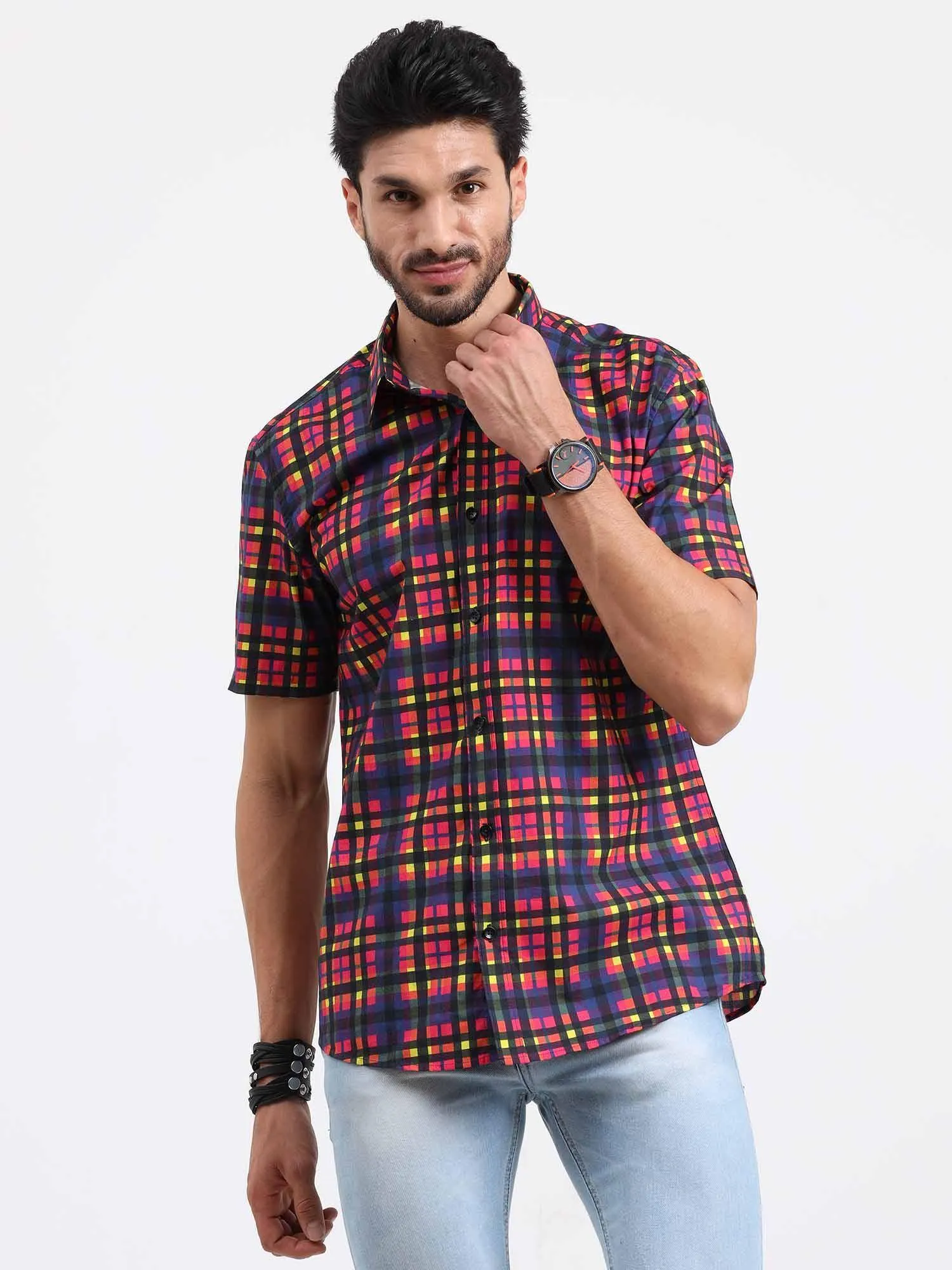 Bright Checks Half Sleeve Shirt