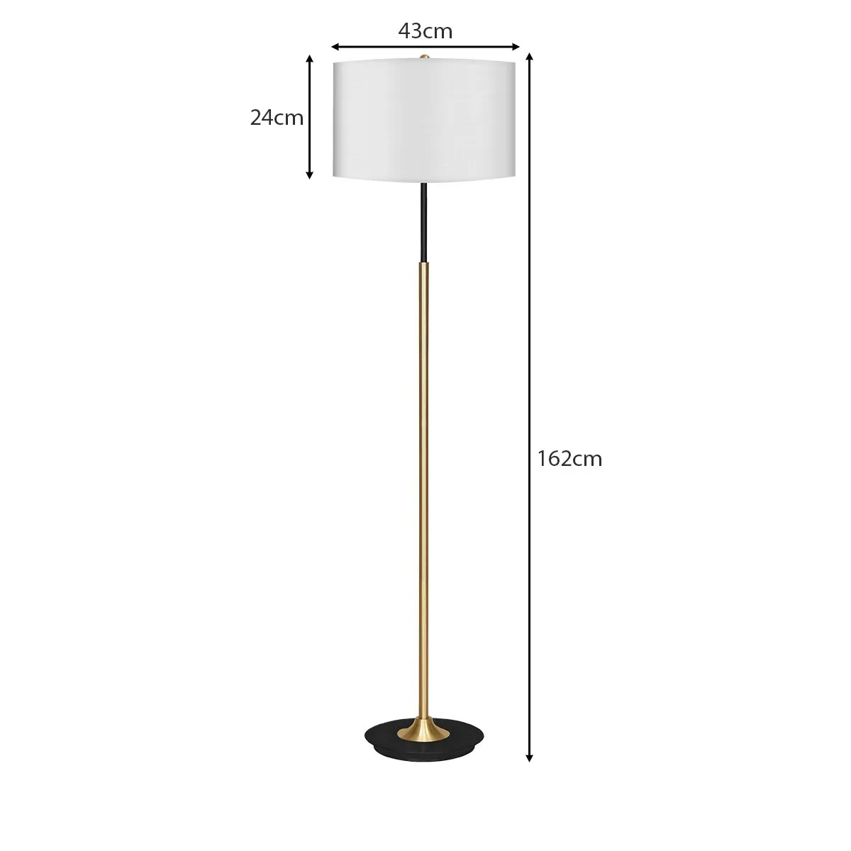 Brushed Brass Floor Lamp With White Linen Shade - Sarantino