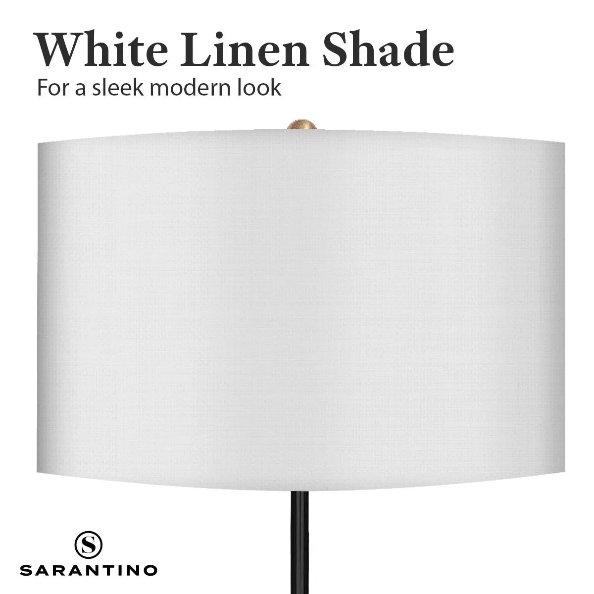 Brushed Brass Floor Lamp With White Linen Shade - Sarantino