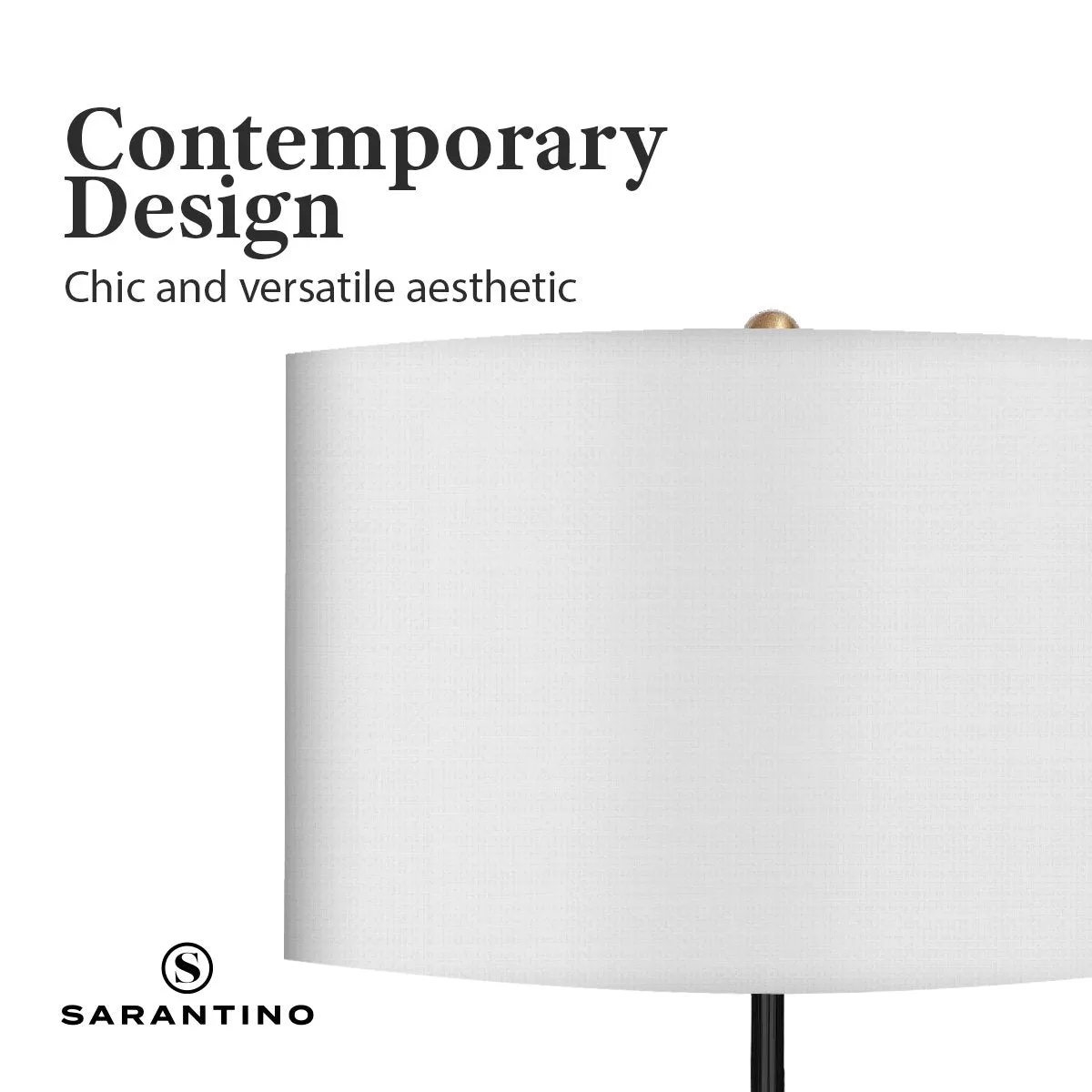 Brushed Brass Floor Lamp With White Linen Shade - Sarantino