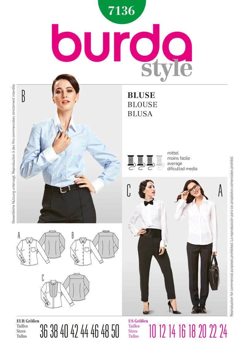 Burda 7136 Blouse Sewing Pattern