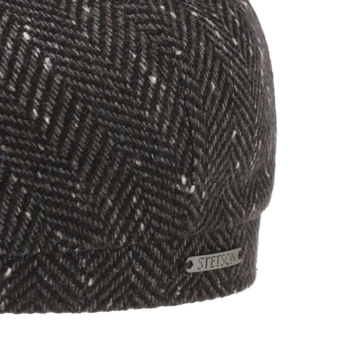 Cashmere and Silk Melange Herringbone Flat Cap