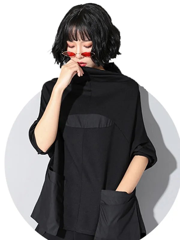 Casual High-Low Split-Joint Batwing Sleeve T-Shirts Tops