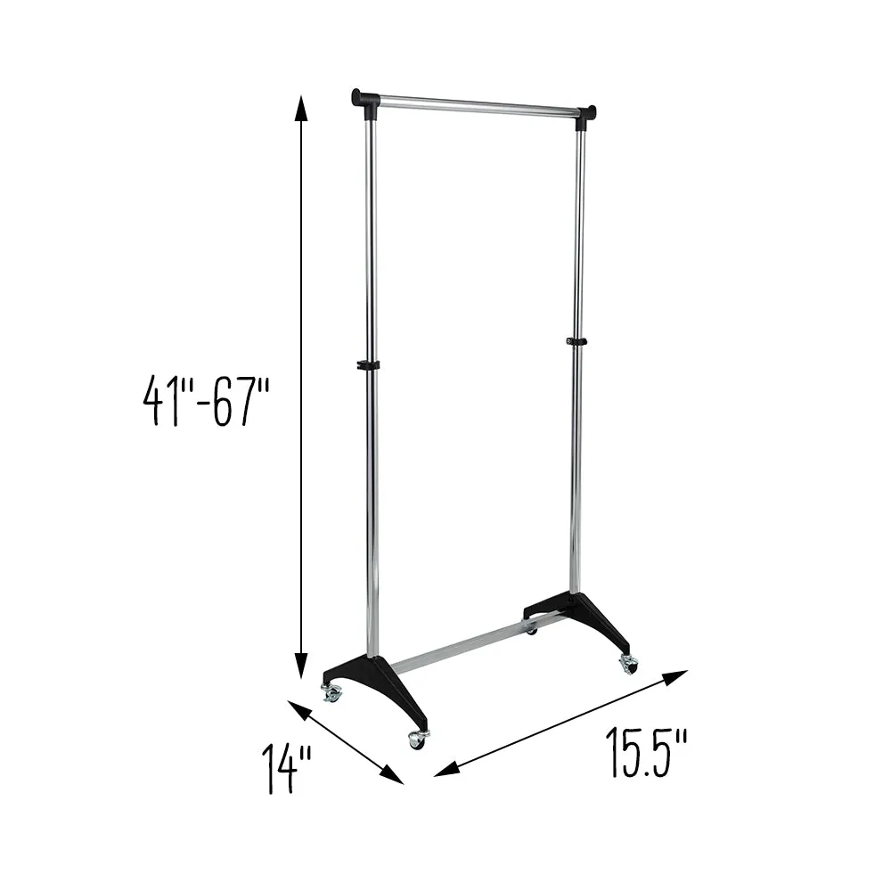 Chrome/Black Adjustable Rolling Clothing Rack