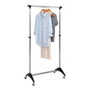 Chrome/Black Adjustable Rolling Clothing Rack