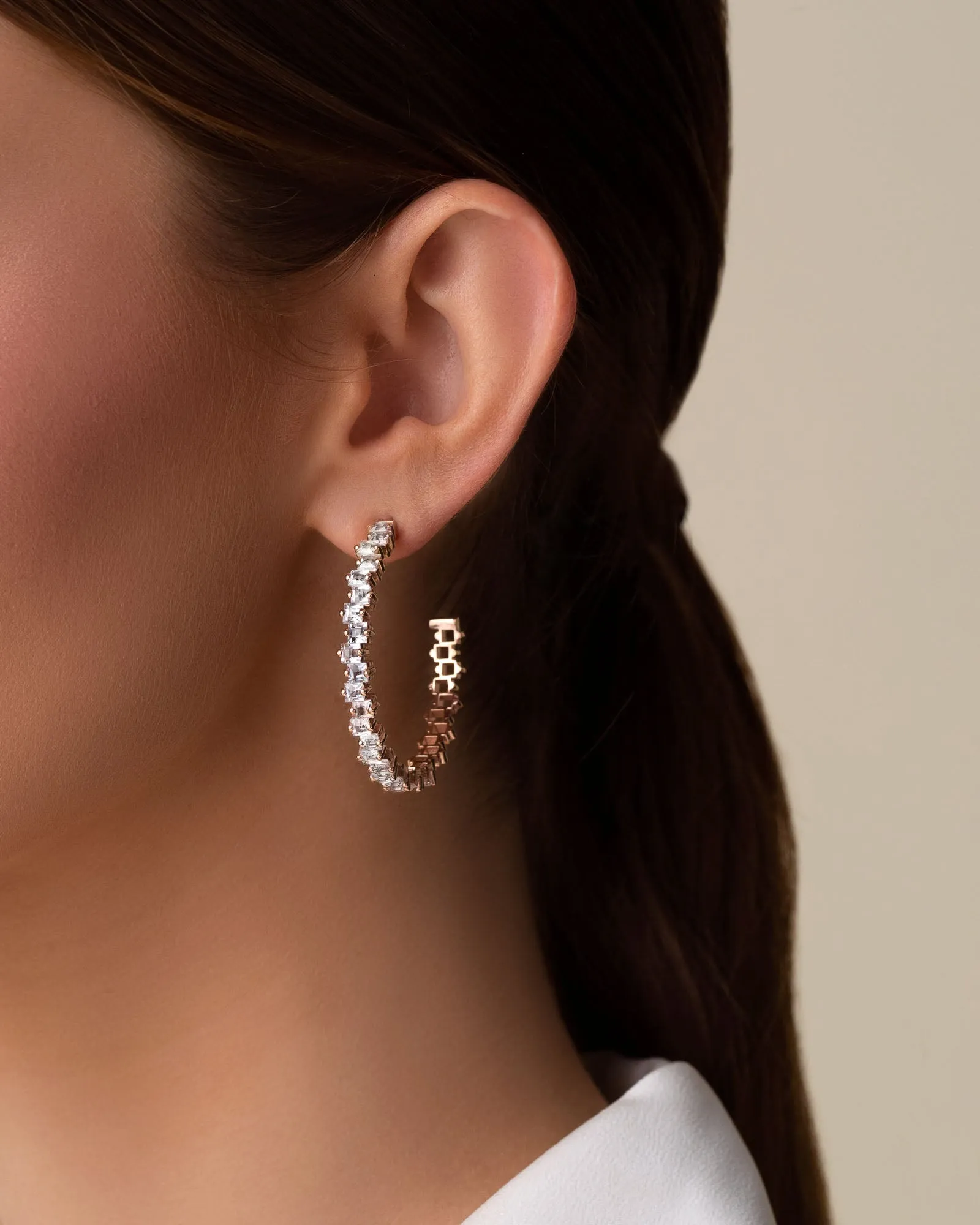 Cierra White Topaz Milli Hoops