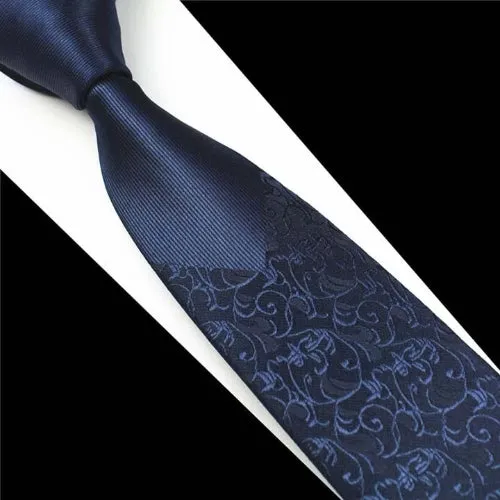 Classy Men Blue Floral Luxury Silk Narrow Tie