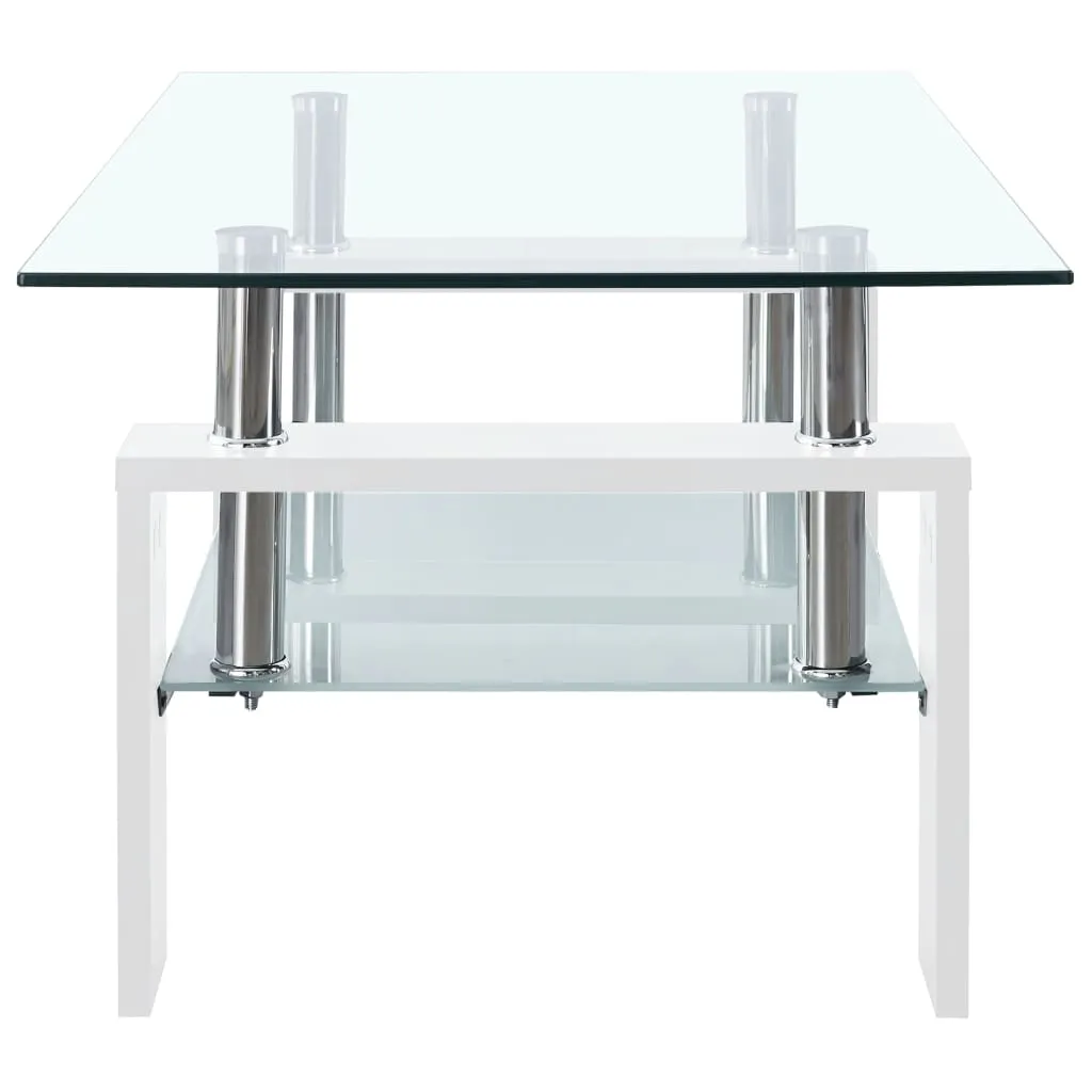 Coffee Table White and Transparent 95x55x40 cm Tempered Glass