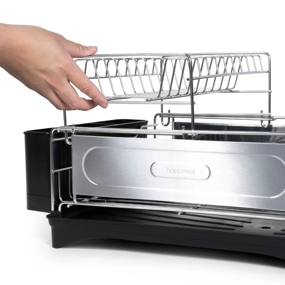 Compact 2-Tier Dish Drying Rack & Deep Drain Tray