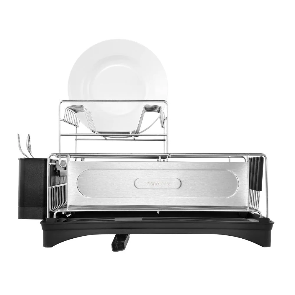 Compact 2-Tier Dish Drying Rack & Deep Drain Tray