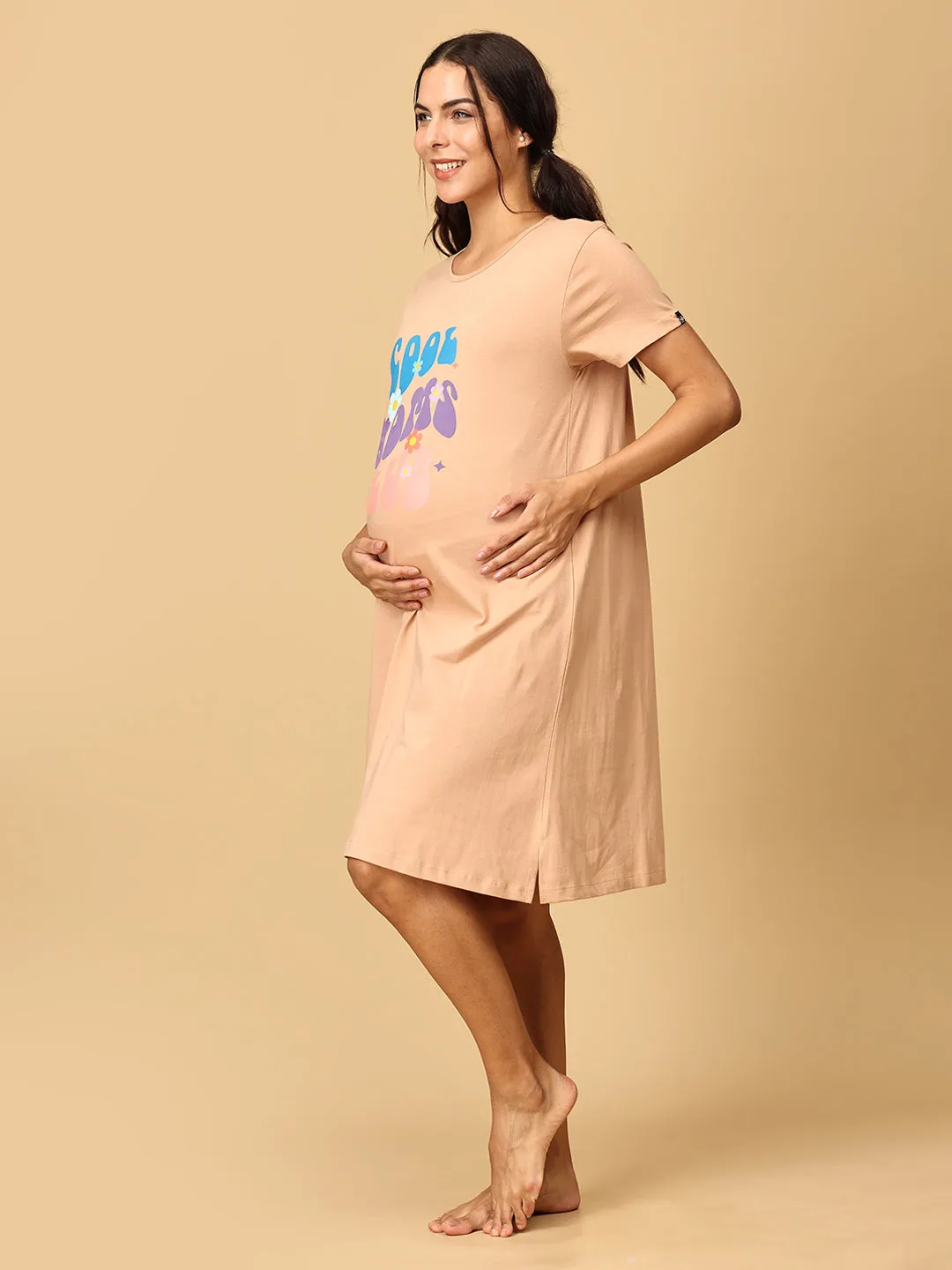 Cool Mom Club Oversized Maternity T Shirt Dress