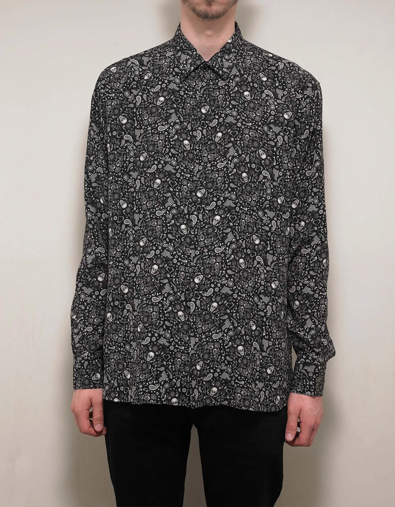 Crepe De Chine USA Skull Silk Shirt