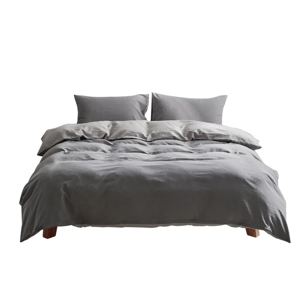 Deluxe Duvet Cover Quilt Set Queen Flat Cover Pillow Case Grey Inspired