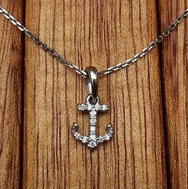 Diamond Studded Anchor Pendants