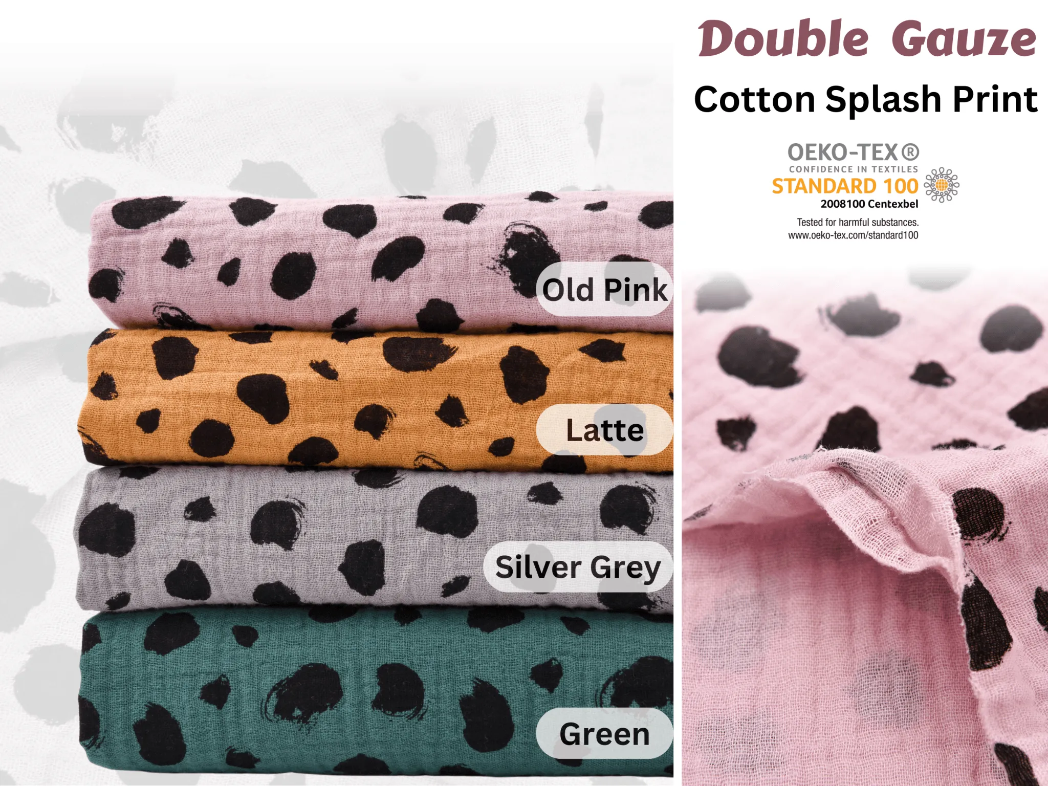 Double Gauze Splash Dots  Print Fabric