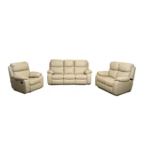 Earthline Reno Upper Leather 3.2.1 3 Action Recliner Lounge Suite Cream