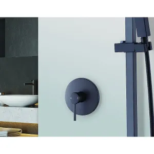 Elegant Matte Black Shower Bath Mixer Tap, Solid Brass