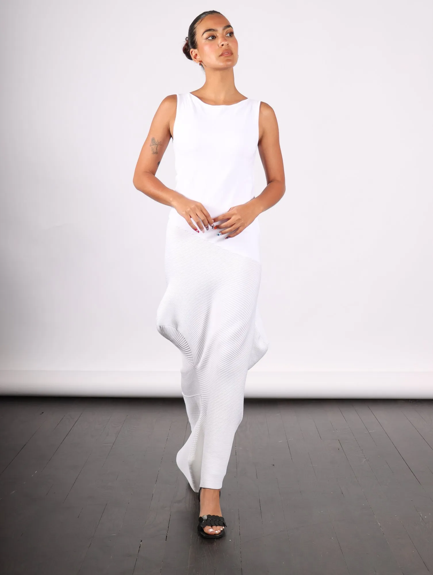 Emerge Dress in White by Issey Miyake