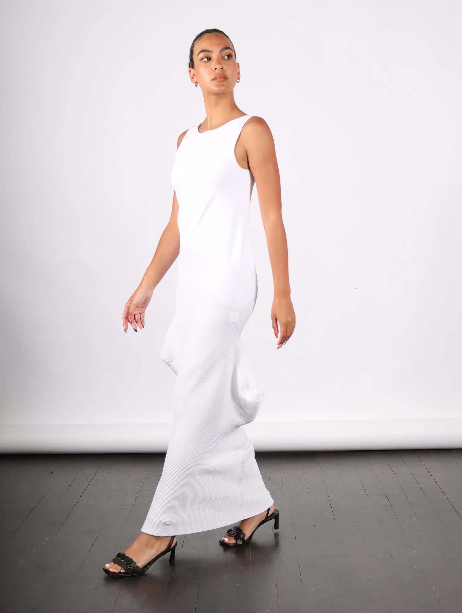 Emerge Dress in White by Issey Miyake