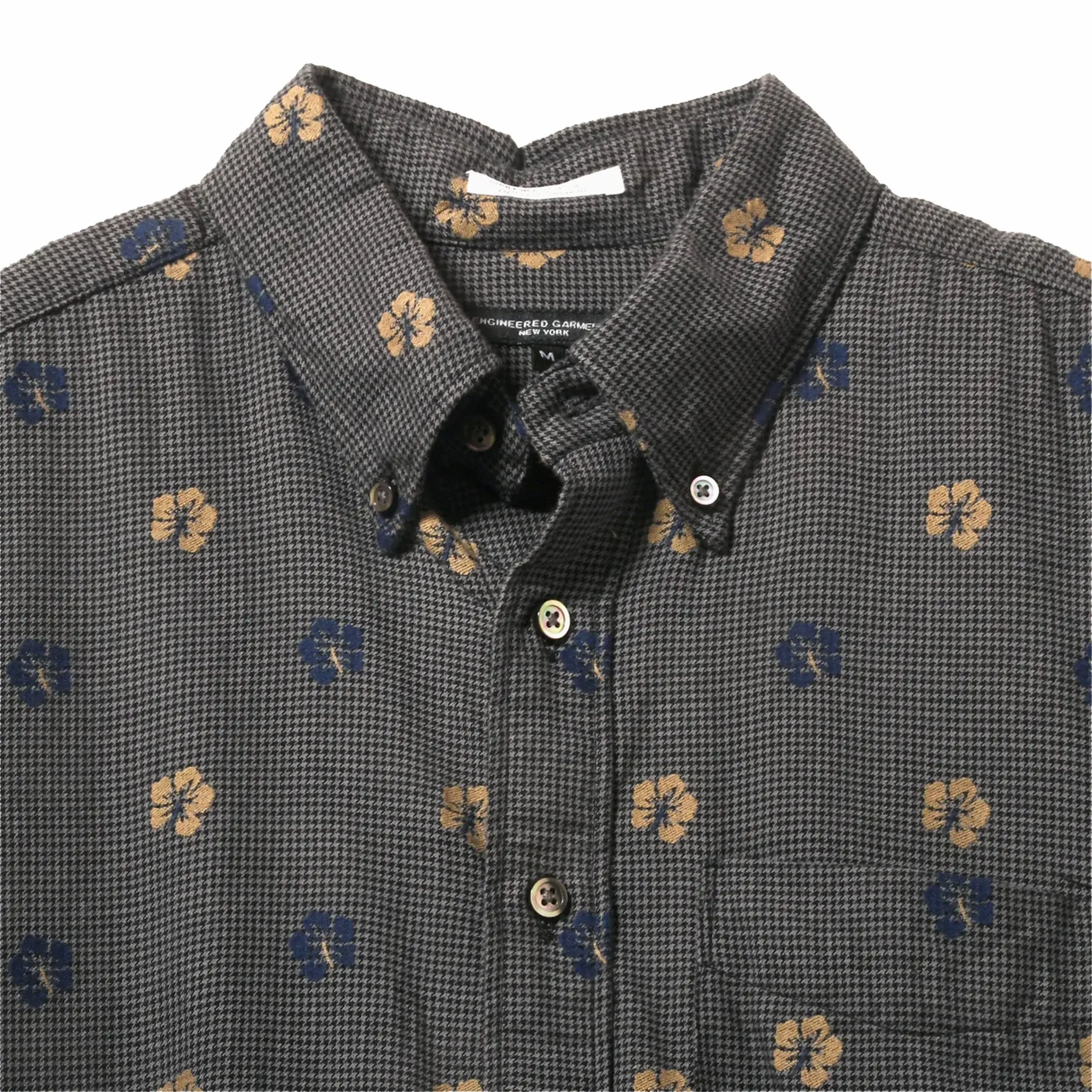 19th Century Charcoal Floral Houndstooth BD Shirt by Engineered Garments in Cotton