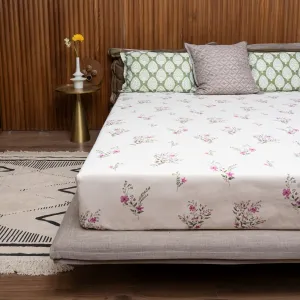 Fitted King Size Cotton Bedsheet - Valley Pink