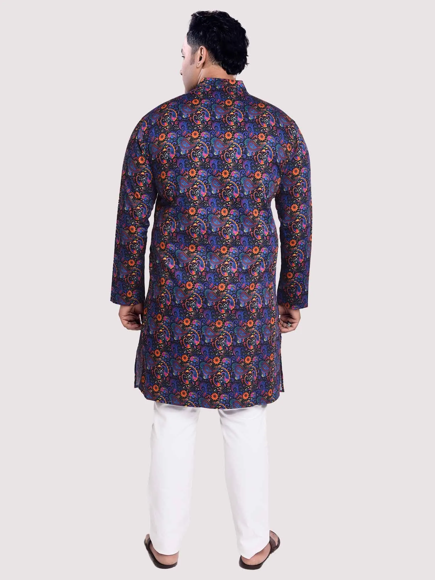 Floral Hues Digital Printed Kurta Men's Plus Size