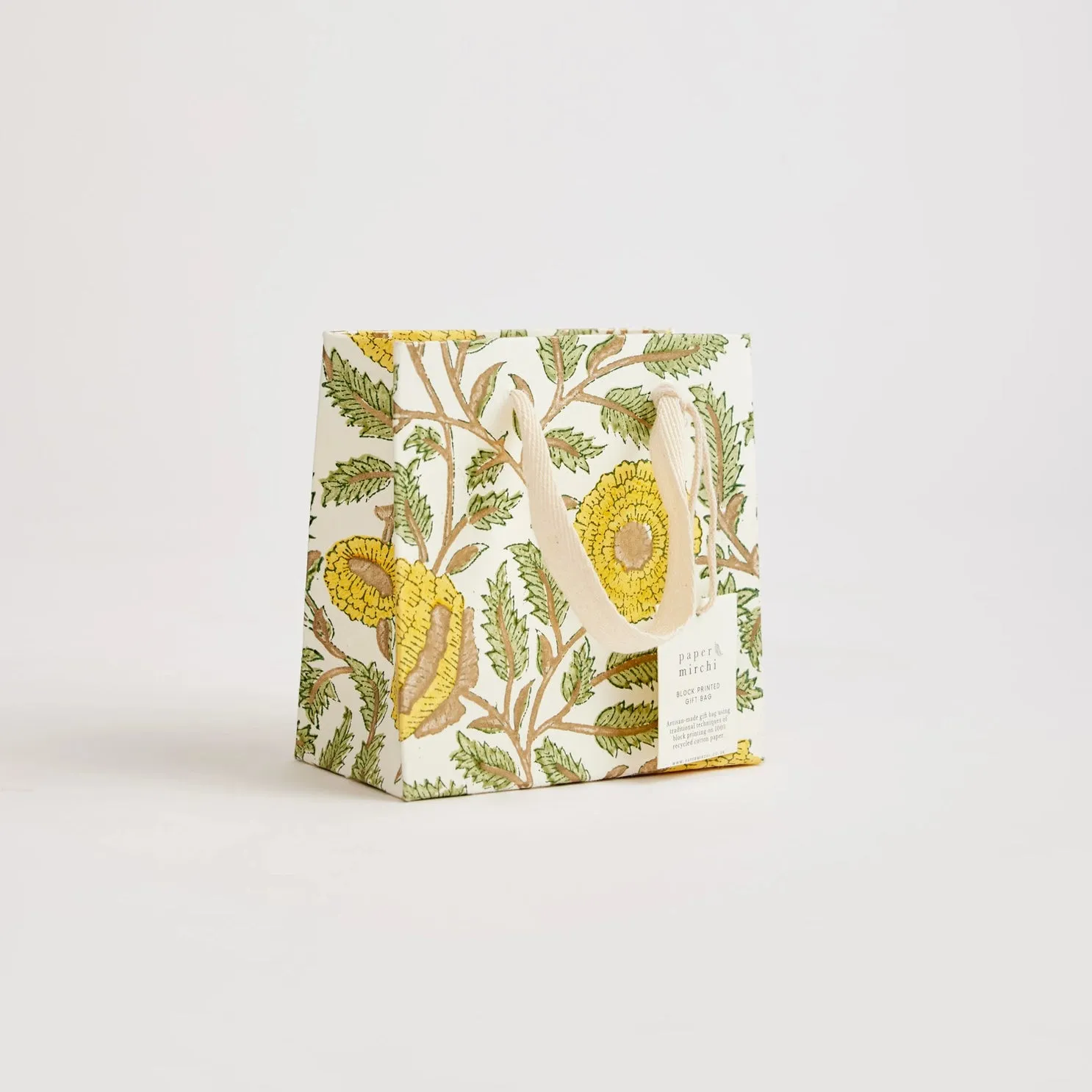 Hand Block Printed Gift Bags Sunshine - Small