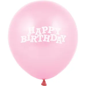 Happy Birthday Latex Balloon 12in, Classic Pink