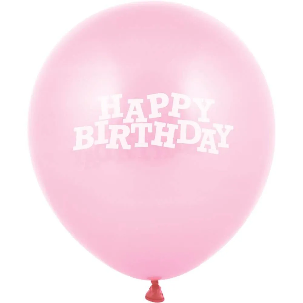 Happy Birthday Latex Balloon 12in, Classic Pink