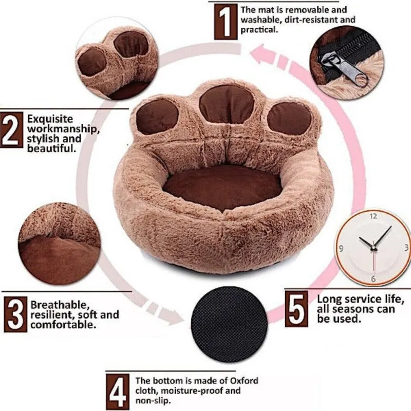 Large Cat Bed Paw Shaped Cozy Cat Sleeping Bed