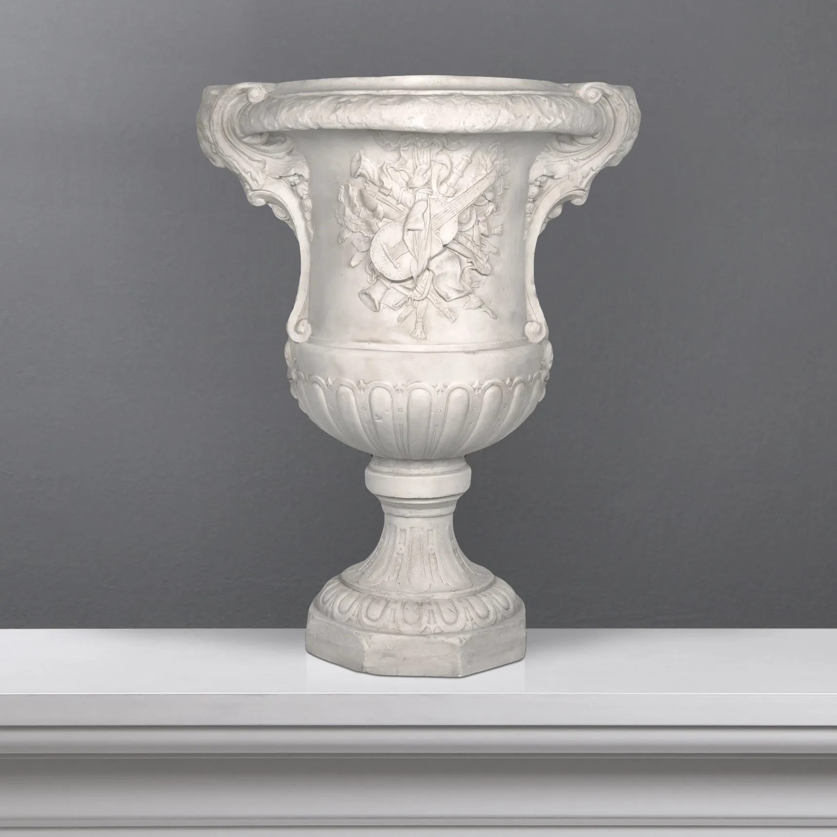 Large Garden Urn with Musical Instruments