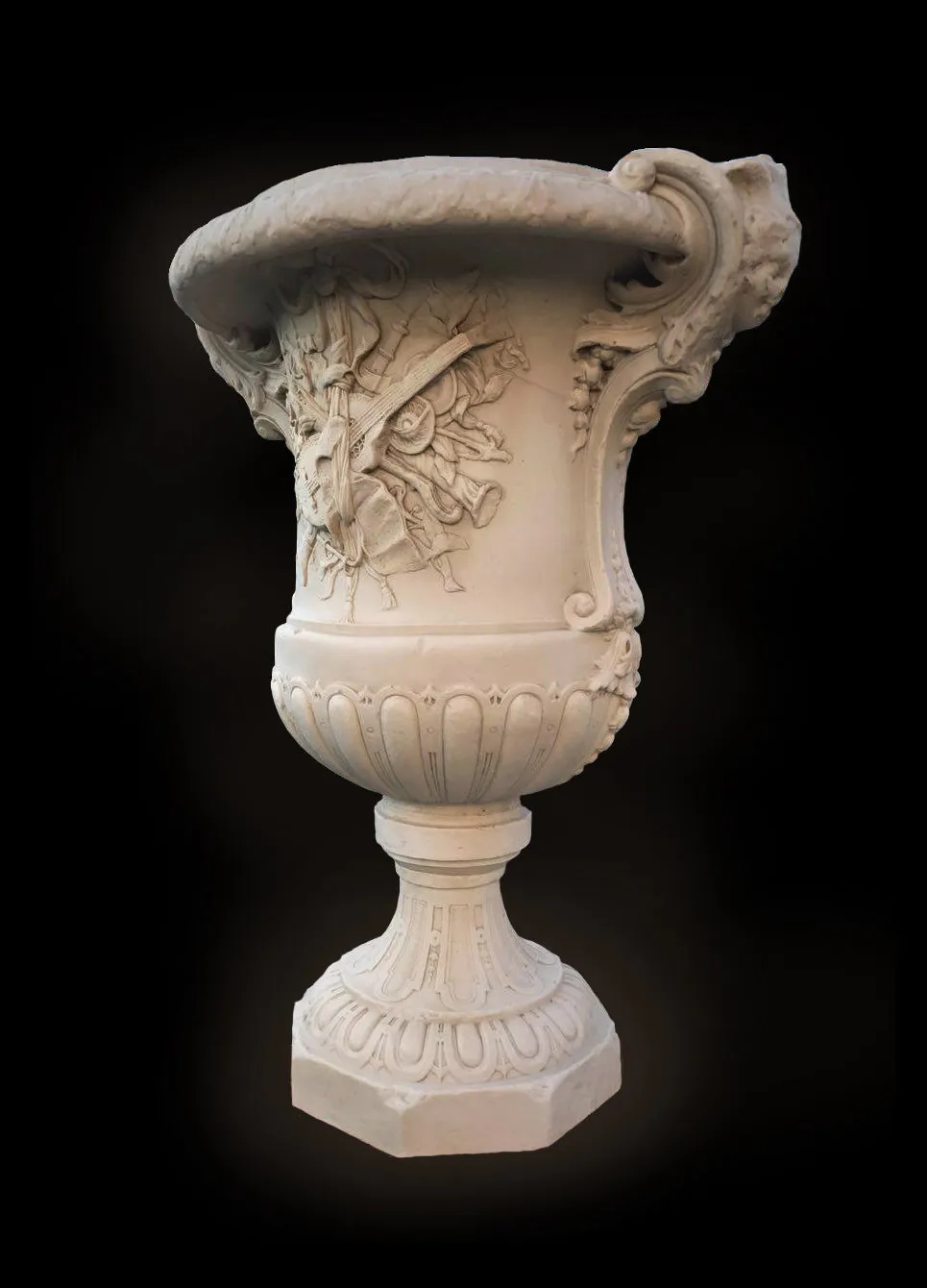 Large Garden Urn with Musical Instruments