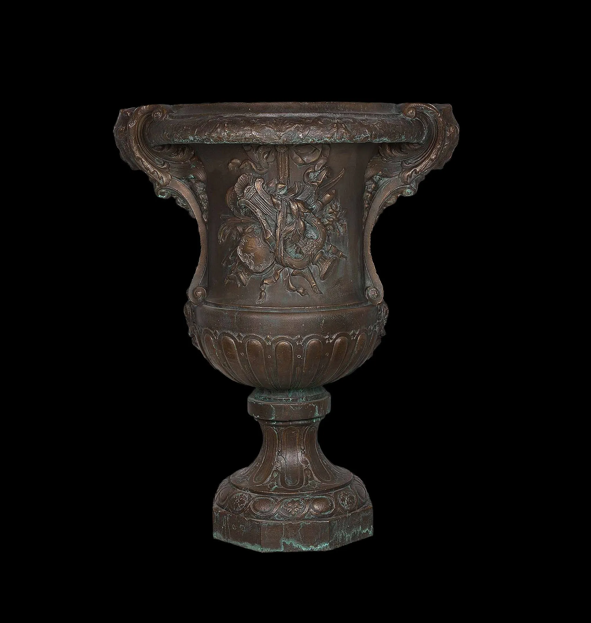 Large Garden Urn with Musical Instruments