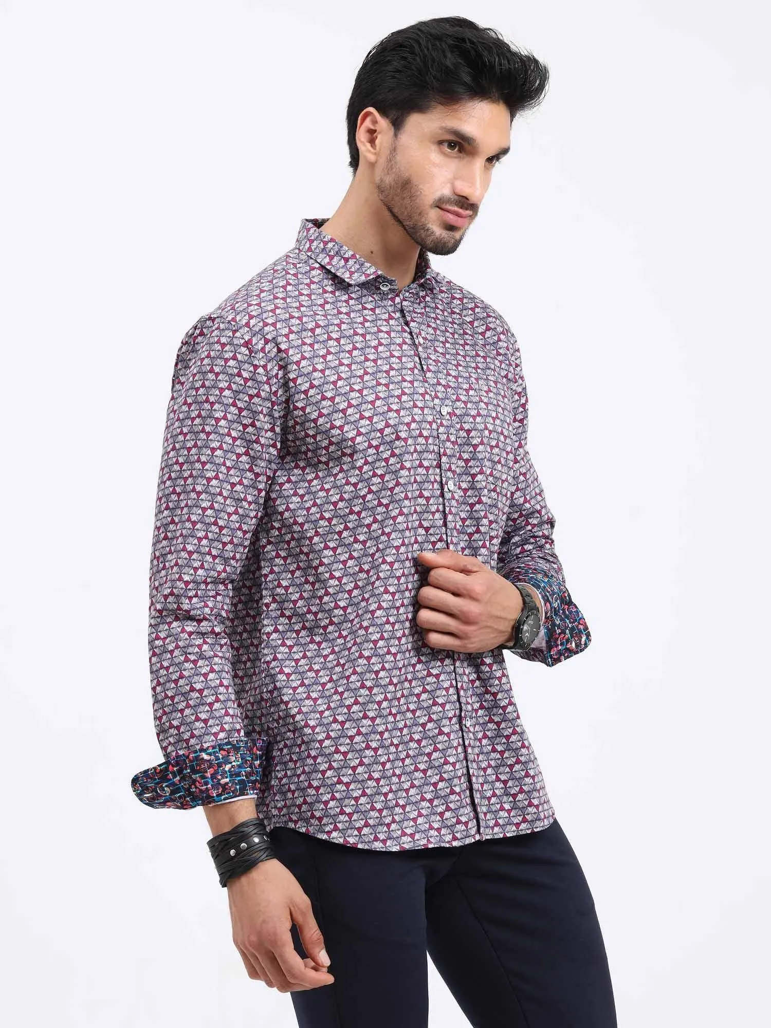 Little Triangles Printed Full Sleeve Shirt