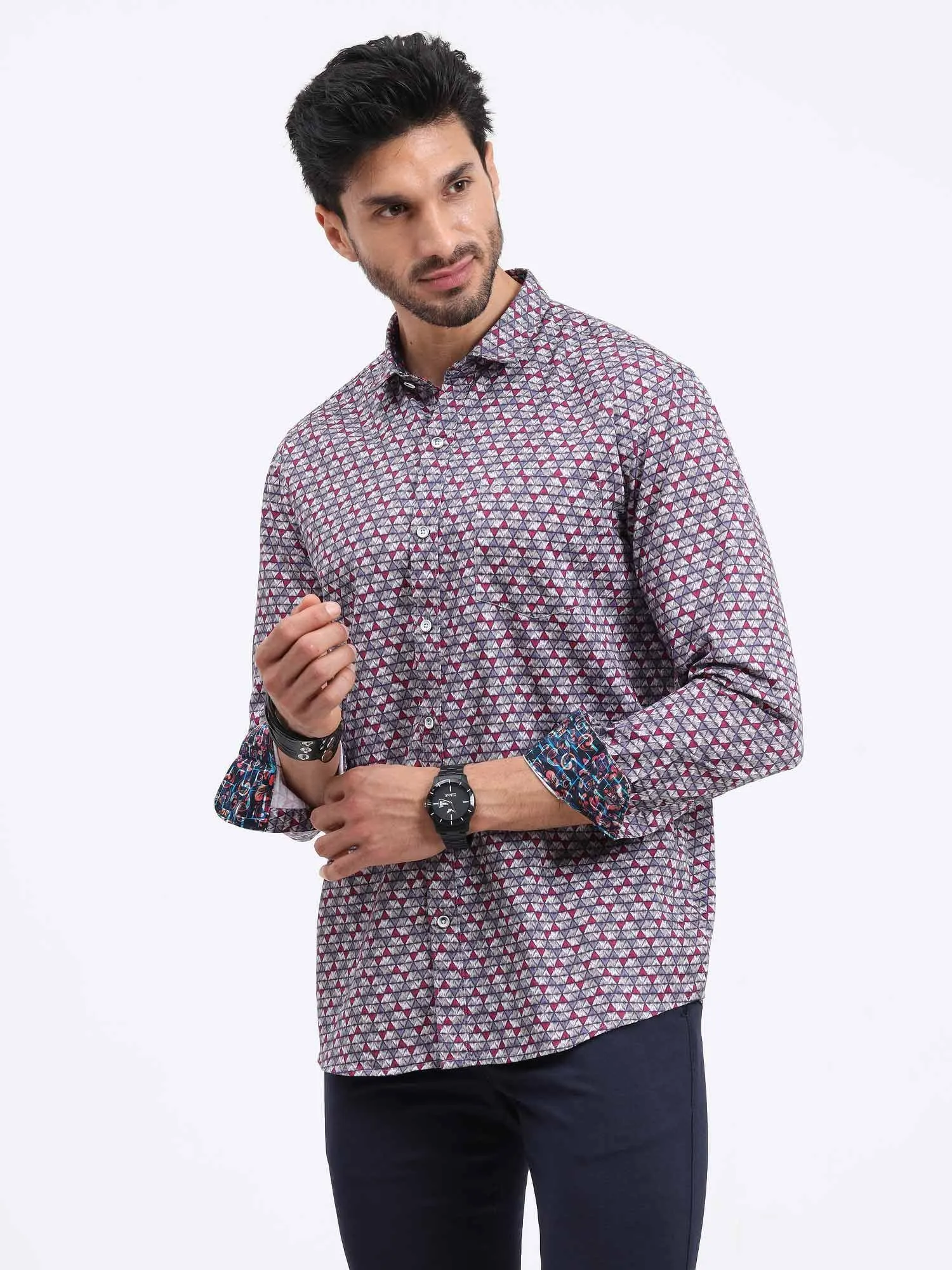 Little Triangles Printed Full Sleeve Shirt