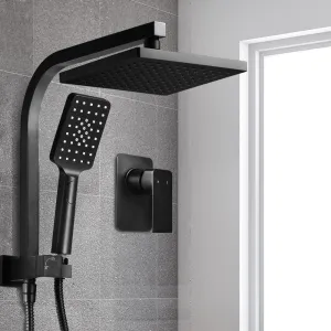 Matte Black Brass Rain Shower Head Mixer Set High Pressure Cefito