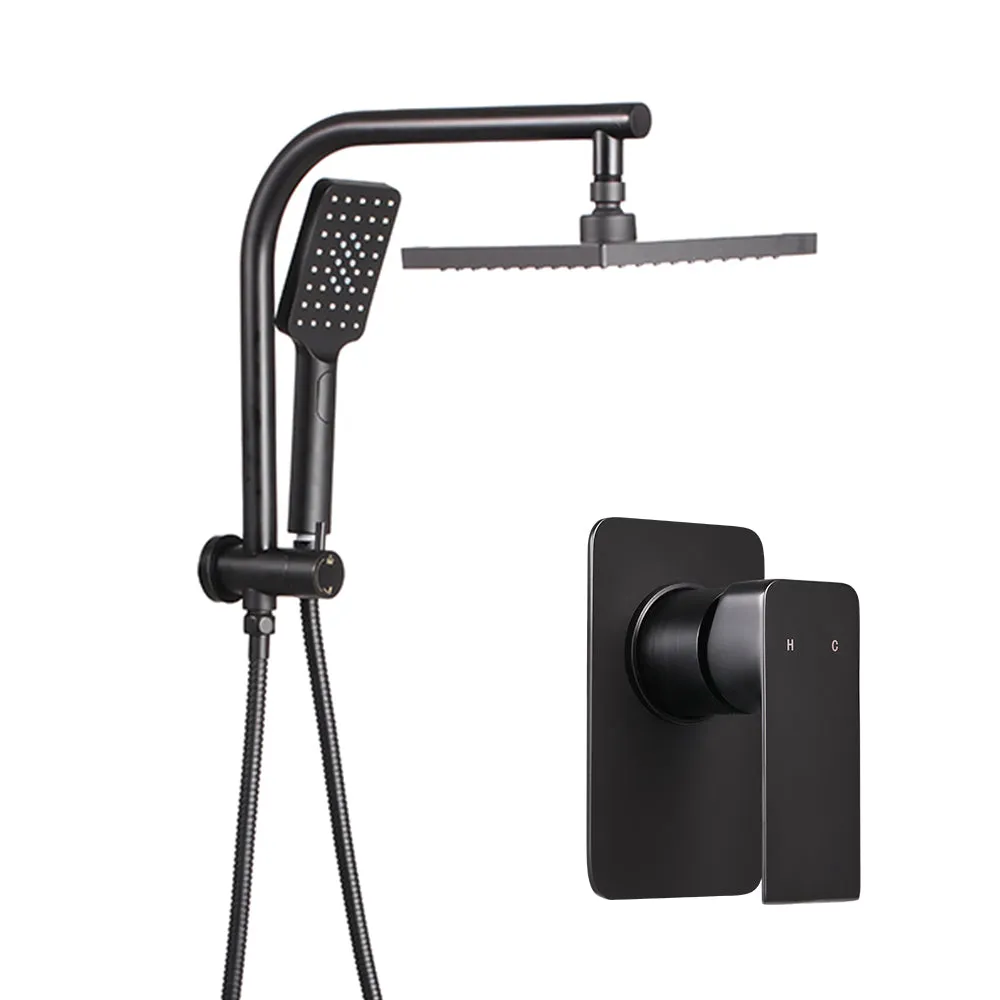 Matte Black Brass Rain Shower Head Mixer Set High Pressure Cefito