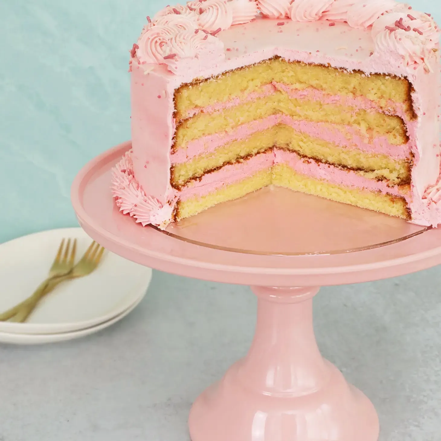 Melamine Bespoke Cake Stand Large- Peony Pink